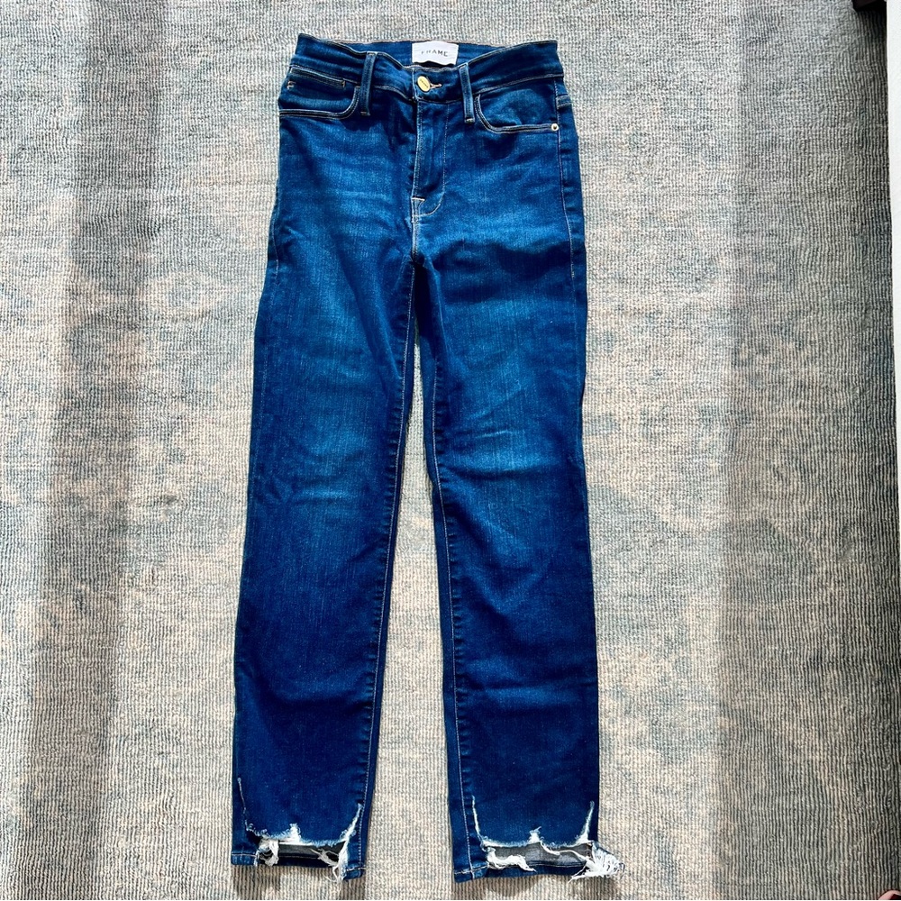 FRAME Le High Chewed Hem Ankle Straight Jeans